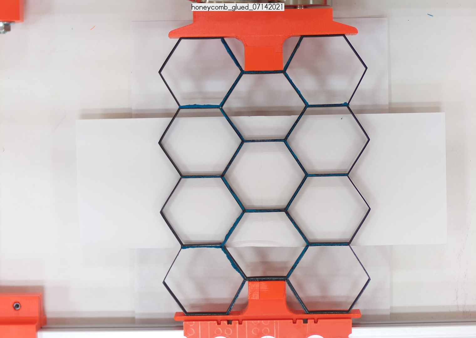 Honeycomb metamaterial specimen in a loading fixture