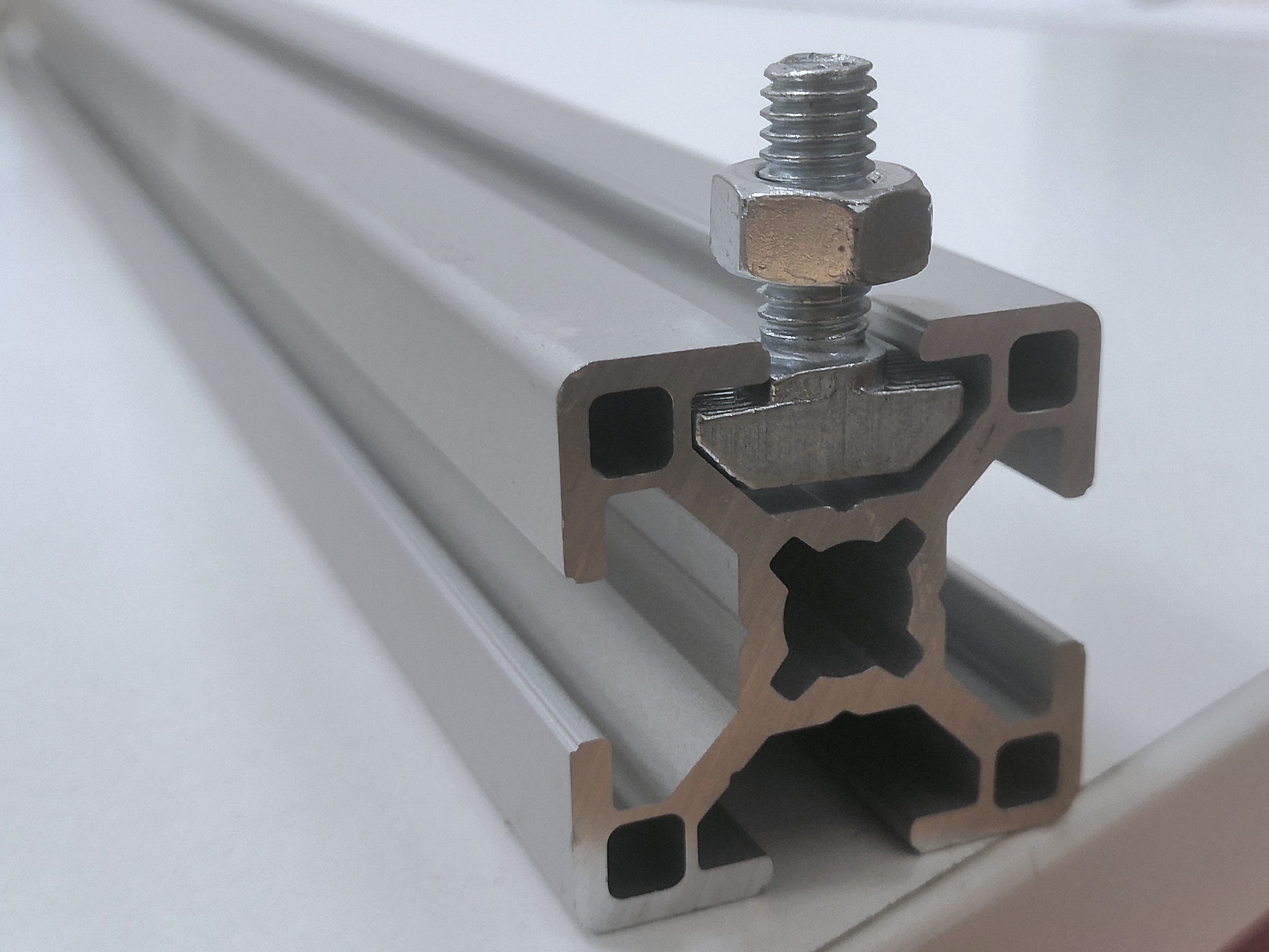 T-slot aluminum profile close-up